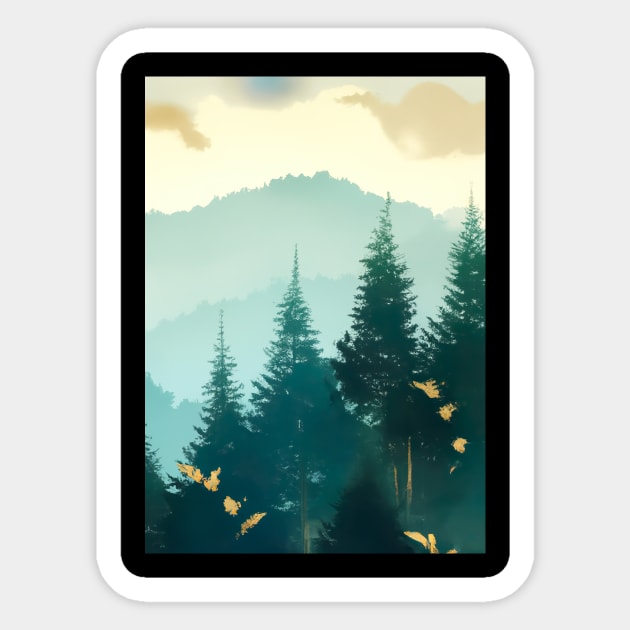 Foggy Forest Sticker by maxcode